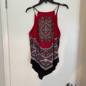 Red Paisley halter top. Size Large